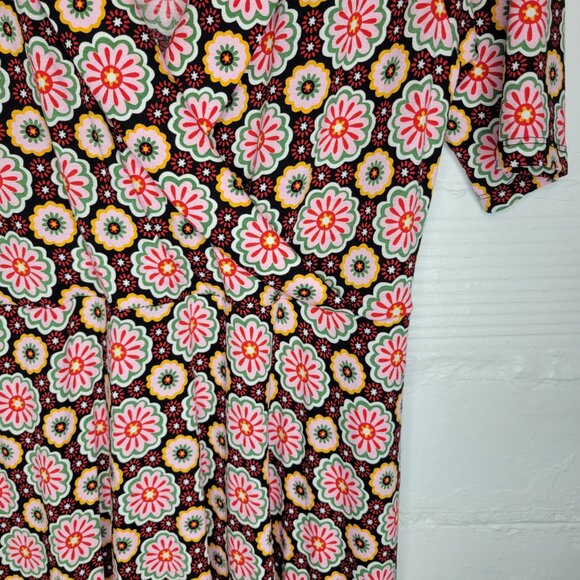 Boden Women's Size 8P Petite Faux Wrap Dress Pink Flowers - Picture 4 of 6